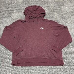 Nike Mens L Maroon Pullover Hoodie Sweatshirt Long Sleeve Sportswear